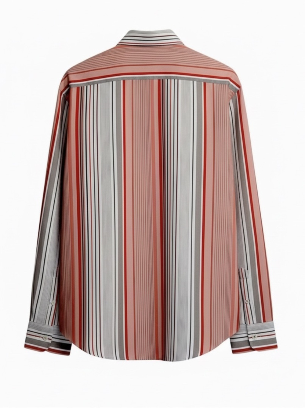 Salvatore Ferragamo Men's Pink Gray Striped Dress Shirt | Cotton | Made in Italy - Picture 3 of 13